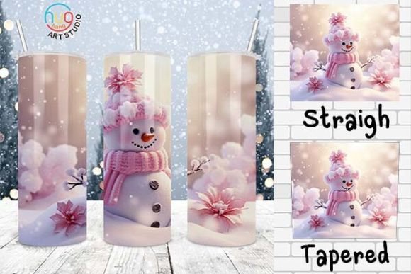Download Pink Snowman Christmas Tumbler Design - Design Collection