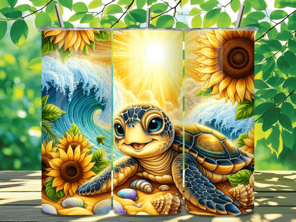 Download Sunflower Sea Turtle Tumbler Wrap Design - Tumbler wrap design Collection