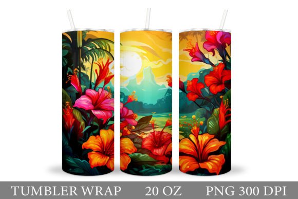 Download Tropical Flowers Tumbler Design - Design Collection