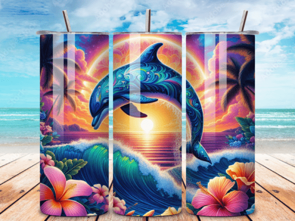 Download Summer Dolphin Tumbler Wrap Design PNG - Tumbler wrap design Collection