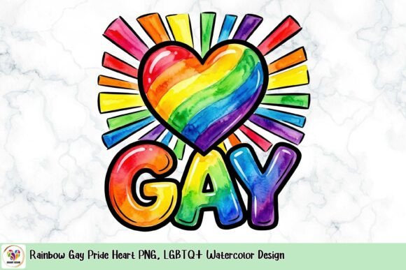 Download Rainbow Gay Pride Heart PNG, LGBTQ+ Watercolor Design - Design Collection
