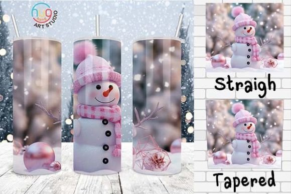 Download Pink Snowman Christmas Tumbler Design - Design Collection