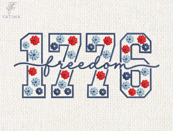 Download 1776 Freedom Floral Embroidery Design - Design Collection