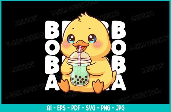 Download Funny Duckling Bubble Tea T-Shirt Design - Design Collection