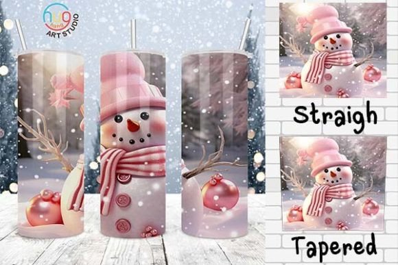 Download Pink Snowman Christmas Tumbler Design - Design Collection