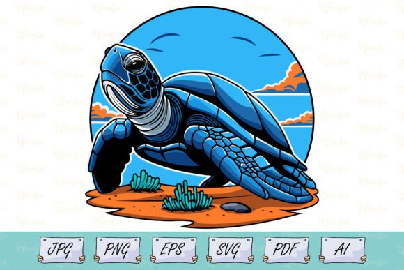 Download Blue Sea Turtle Vector Illustration - Blue sea turtle Collection