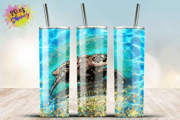 Download Blue Sea Turtle Wrap 20Oz Skinny Tumbler - Blue sea turtle Collection