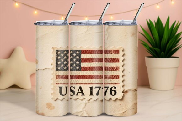 Download USA 1776 Vintage Stamp Flag Design Tumbler - Design Collection