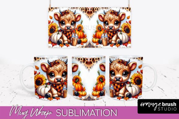 Download Highland Cow Mug Wrap - Fall Mug PNG - Highland cow mug Collection