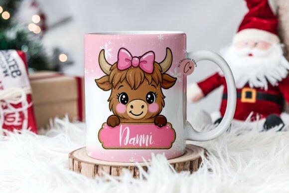 Download Pink Custom Christmas Highland Cow Mug - Highland cow mug Collection