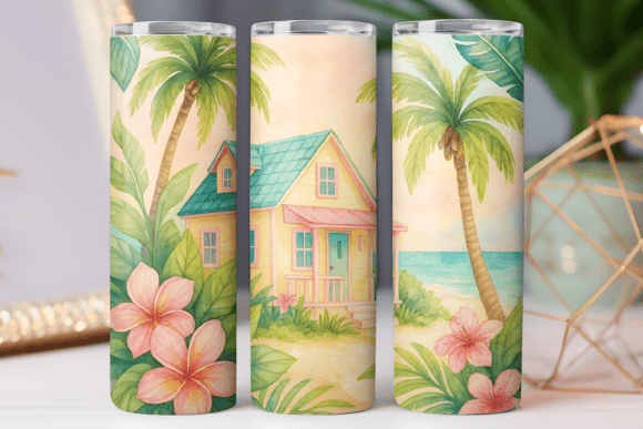 Download Tropical Pattern Tumbler Design Png Wrap - Design Collection