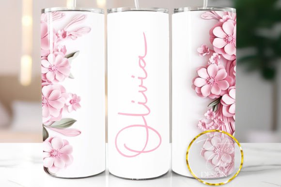 Download Custom Name Tumbler Wrap Floral Design - Design Collection