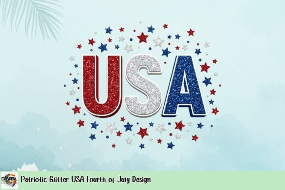 Download Patriotic Glitter USA Fourth of July Design - Design Collection