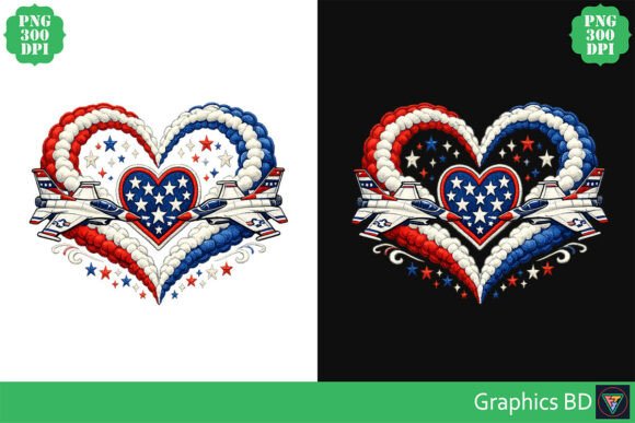 Download Patriotic Heart Jets PNG Design USA - Design Collection