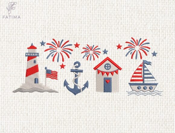 Download Patriotic Nautical Embroidery Design - Design Collection