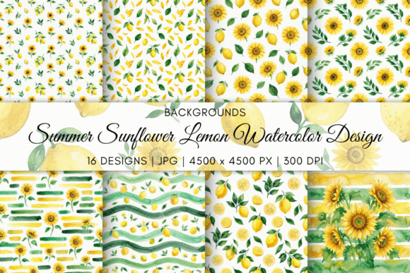 Download Summer Sunflower Lemon Watercolor Design - Design Collection