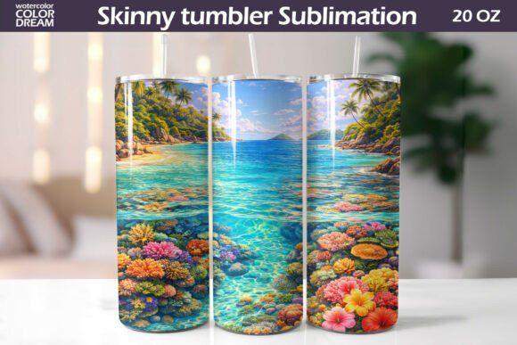 Download Tropical Beach Tumbler Design - Design Collection