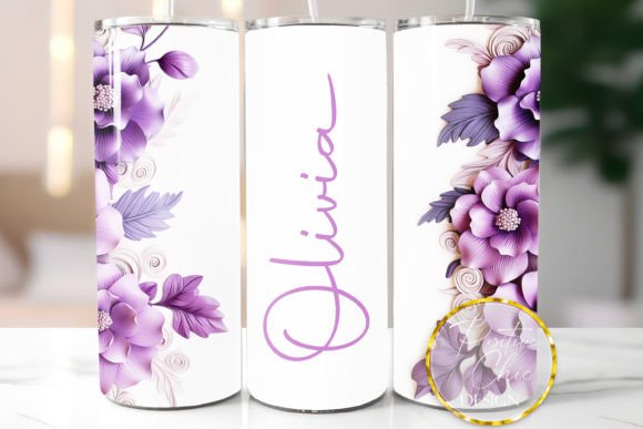 Download Custom Name Tumbler Wrap Floral Design - Design Collection