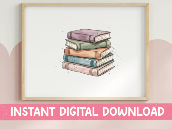 Download Pastel Book Stack Watercolor Design - Design Collection