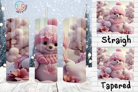 Download Pink Snowman Christmas Tumbler Design - Design Collection