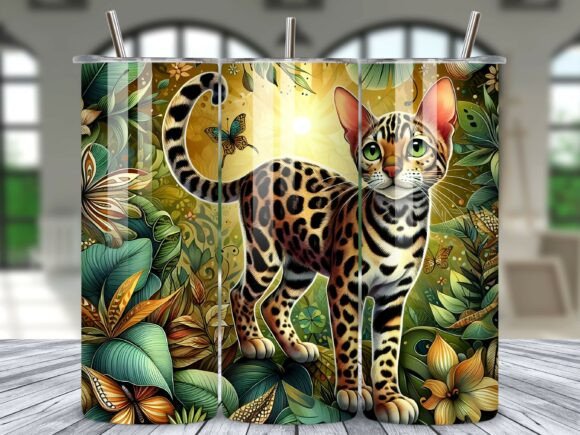 Download Bengal Cat Jungle Tumbler Wrap Design - Tumbler wrap design Collection