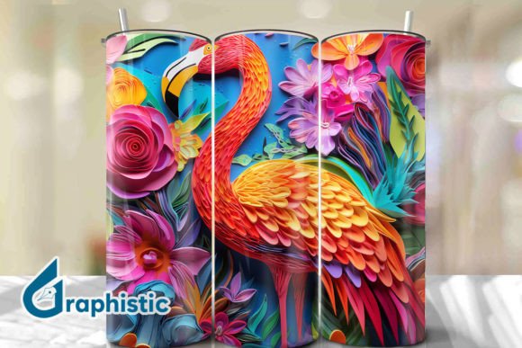 Download Flamingo Papercut 3D Tumbler Wrap (28) - Premium Resources