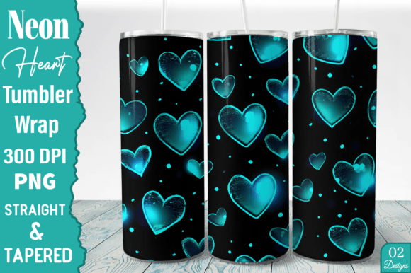 Download Neon Hearts 20 Oz Skinny Tumbler Design - Design Collection