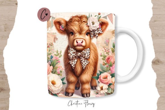 Download Vintage Highland Cow Mug Wrap - Highland cow mug Collection