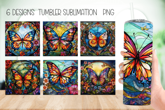 Download Butterfly Stain Glass Tumbler Designs - Design Collection