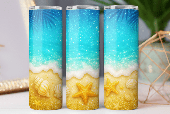 Download Summer Beach Tumbler Wrap Skinny Design - Design Collection