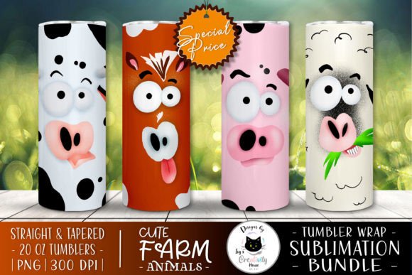 Download Cartoon Farm Animal Tumbler Designs - Design Collection