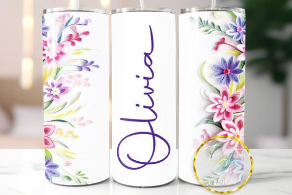 Download Custom Name Tumbler Wrap Flowers Design - Design Collection