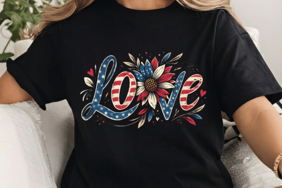 Download USA Flag Love Flower Design PNG - Design Collection