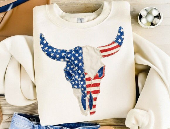 Download USA Flag Cow Skull Sublimation Design - Design Collection