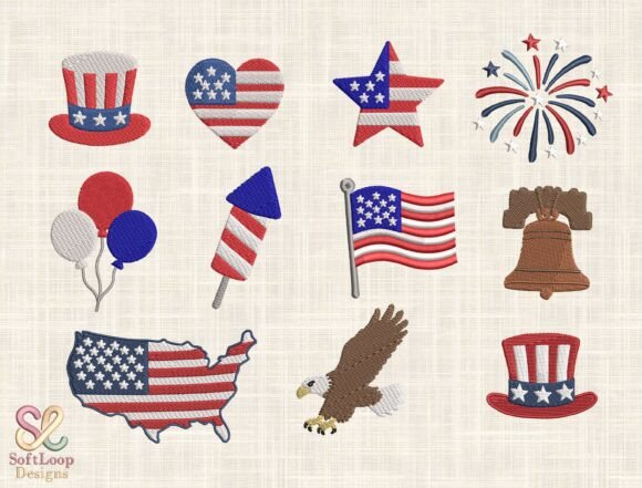 Download Patriotic USA Embroidery Design Bundle - Design Collection