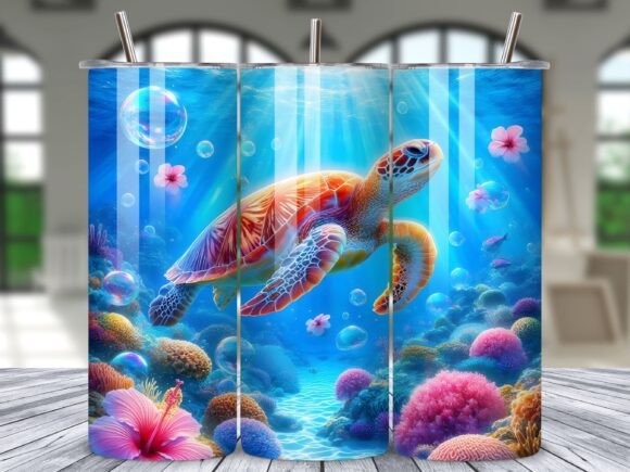 Download Floral Sea Turtle Tumbler Wrap Design - Tumbler wrap design Collection
