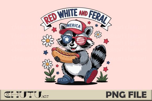 Download Feral Raccoon PNG - Hotdog July 4 Design - Design Collection