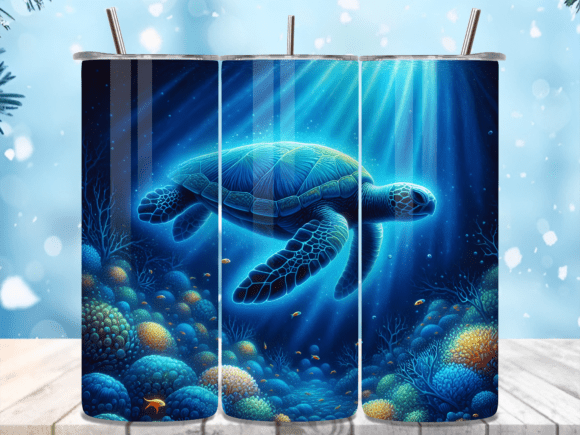 Download Deep Blue Sea Turtle PNG Tumbler Wrap - Blue sea turtle Collection